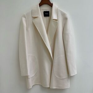 Theory Cream Wool Blend Long Coat